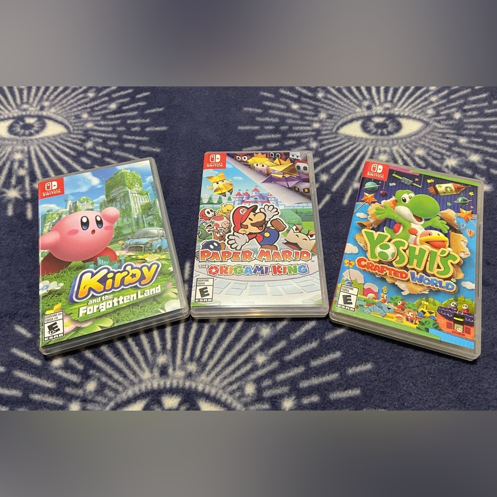Lot of 3 switch games Kirby realm paper Mario origami king yoshis crafted world